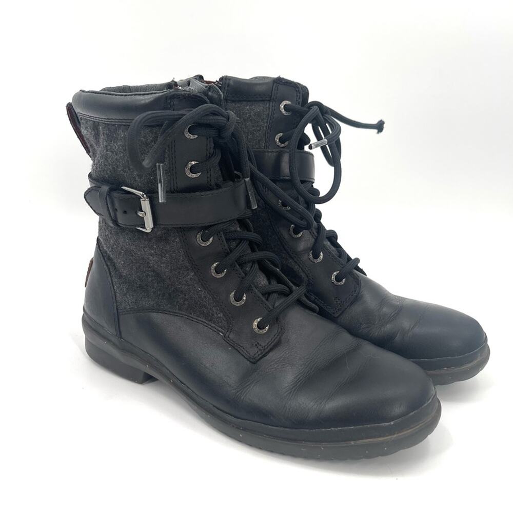 UGG Boots Size 7 Kesey Waterproof Leather Lace Up Zip Winter Buckle Wool Outdoor